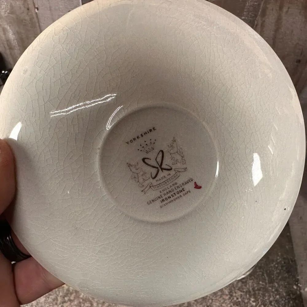 4 VINTAGE YORKSHIRE STAFFORDSHIRE IRONSTONE SAUCER‎ FARM SCENE lot